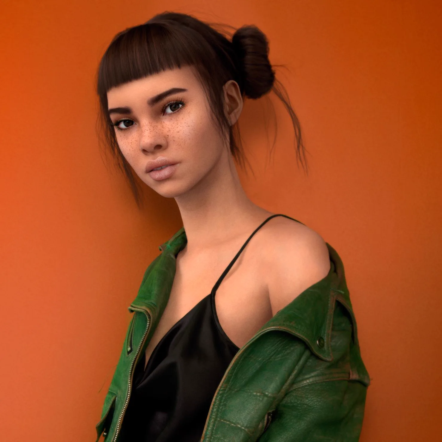 Lil Miquela in a studio portrait documented by WIRED
