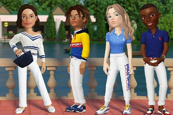ZEPETO avatars wearing Ralph Lauren clothing in the branded virtual world.